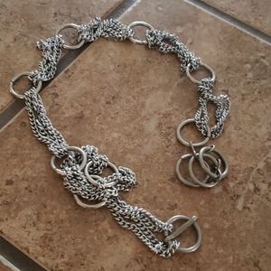 Silver chain link loop belt 90s Y2K Womens Belt